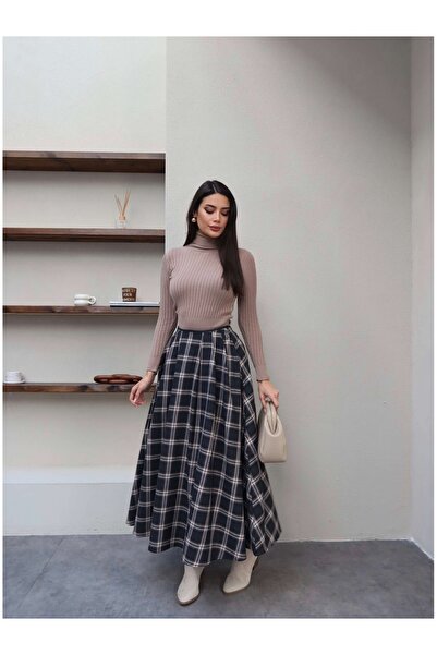 ESRAHELVACI Plaid Pattern Pocket Detail Flared Skirt