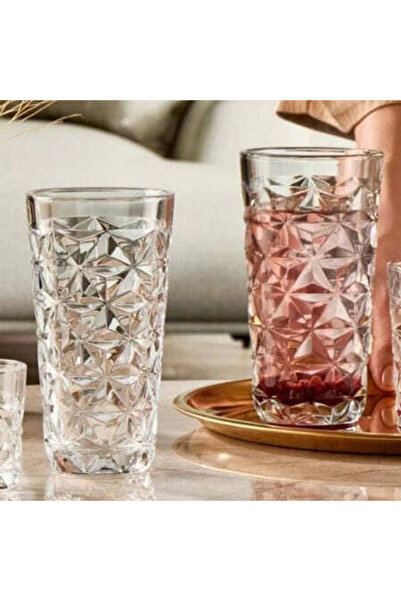 dealshopromania Set 12 Pahare Estrella 290 ml – Sticlă elegantă cu model geom...