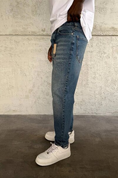 MADZEYMODA Pantaloni de blugi pentru bărbați Boyfriend Mold Blue Denim Jean Mz309