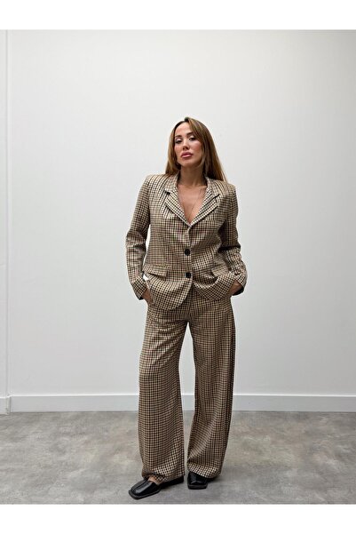 Maldia Shop Women's Retro Checkered Blazer Jacket