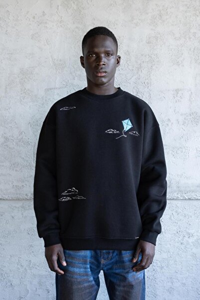 Machinist Kite Embroidered Sweat Black