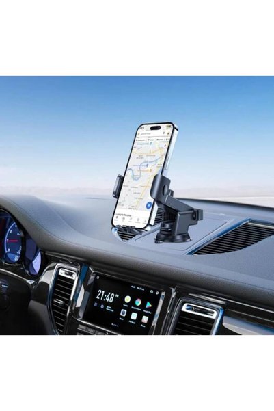 porodo Adjustable Dash & Windshield Phone Mount (60–90mm) - Black
