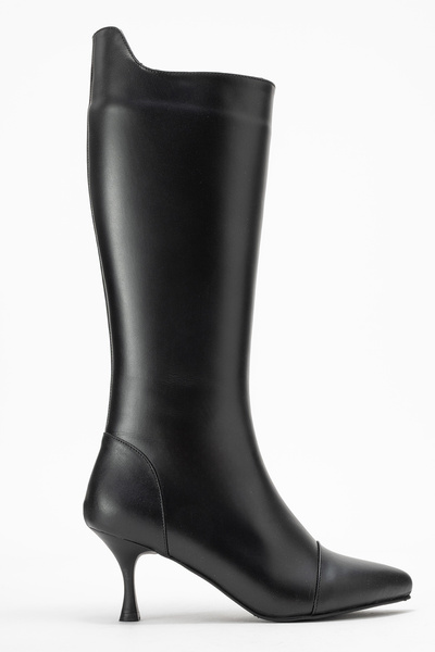 Ataköy Ayakkabı KADIN DERİ İNCE TOPUKLU ÇİZME SIYAH