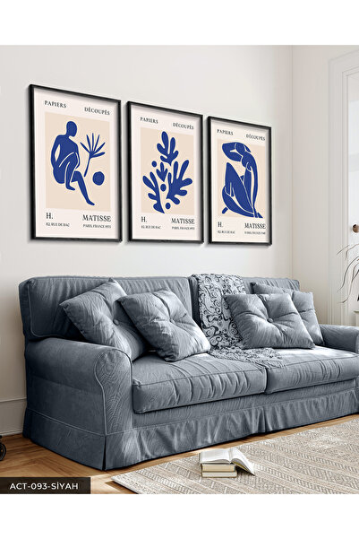 Evinemoda Matisse umetničko delo, 3-dijelna slika u crnom drvenom okviru