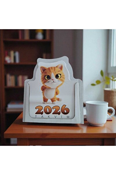 AYKUT OFSET 2026 Kedi Tasarımlı Masa Takvimi,Masa Üstü Takvim,Yeni Yıl