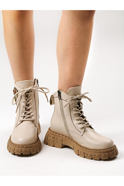 caspian Women's genuine leather boots 035, lace and zipper closure, fur-lined interior, modern, confortable