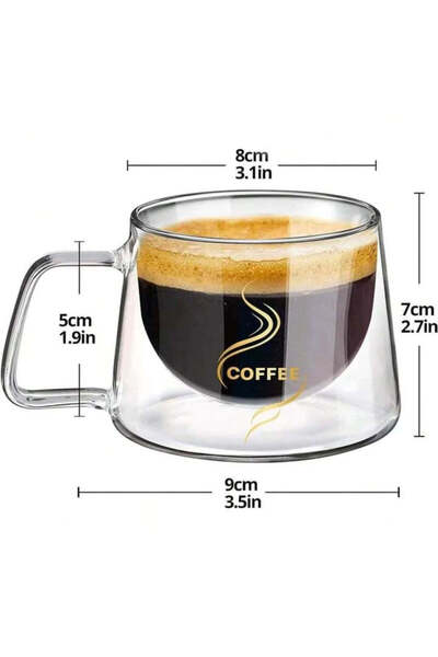 dealshopromania Set de 12 cești de cafea cu pereți dubli, sticlă rezistentă l...