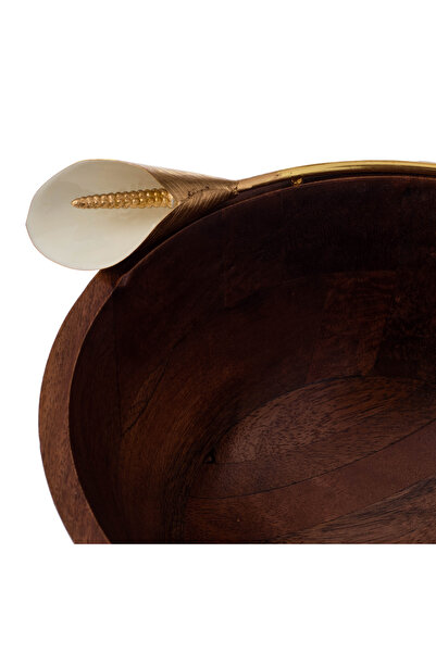 Dania ✨ Indian wooden serving bowl with a gold brooch – The luxury of nature (25×12×25 CM)