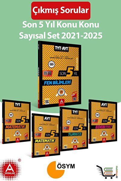 A Yayınları Sayısal Konu Konu Ayrılmış Çıkmış Sorular 2021-2025 Yıllarını Kapsamakta