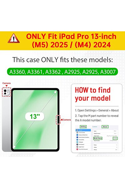 OSIRION Hybrid Slim Case for iPad Pro 13-inch (M5/M4), Built-in Pencil Holder - Black