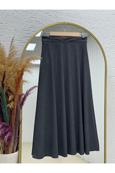 MİHRA STORE Fayetta Kloş Daisy Skirt-Ek716 Anthracite