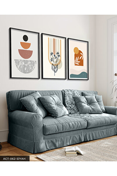 Evinemoda Apstraktna slika u crnom drvenom okviru, 3 dela