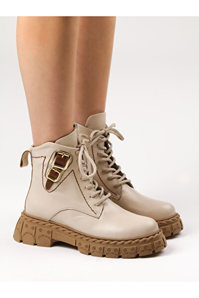 caspian Women's genuine leather boots 035, lace and zipper closure, fur-lined interior, modern, confortable