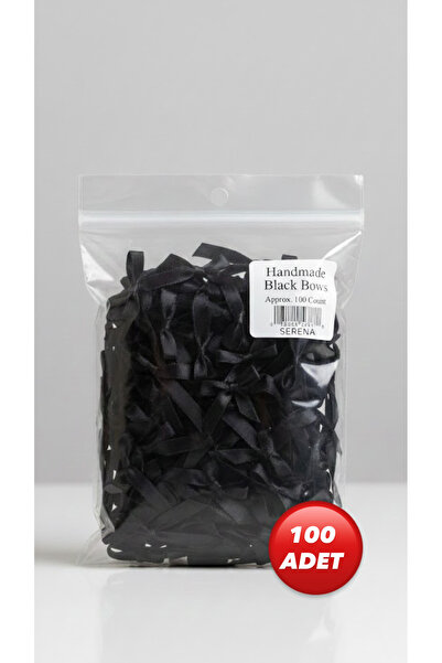SERENA BD Siyah saten hazır kurdele fiyonklar 50 adet yılbaşı hediyelik doğum...