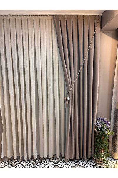 PERDEYERİ Keten Fon Perde – Sık Pile Kaliteli Dikim – – Tek Kanat