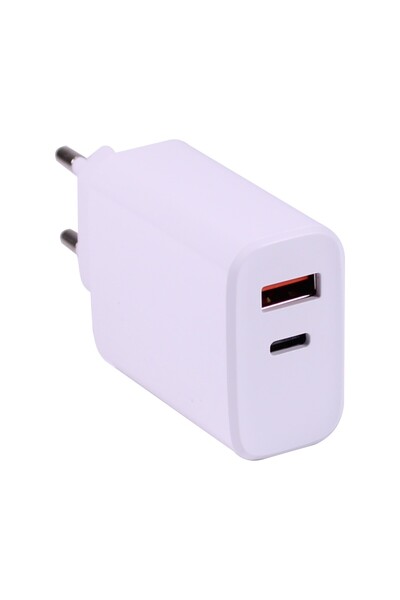 KOMA Adaptor de alimentare 20W, USB-A / USB-C pentru Apple iPhone / iPad, încărcare rapidă, alb