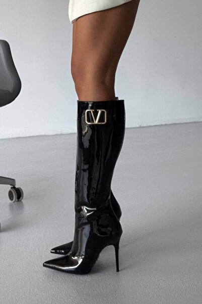 AYAKKABI PRENSİ Λεπτομερές ΜΑΥΡΟ λουστρίνι Verla V