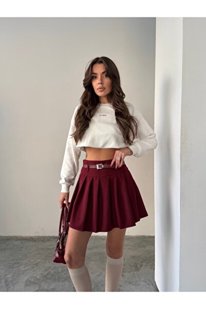 mydukkan.co تنورة قصيرة بطيات بحزام