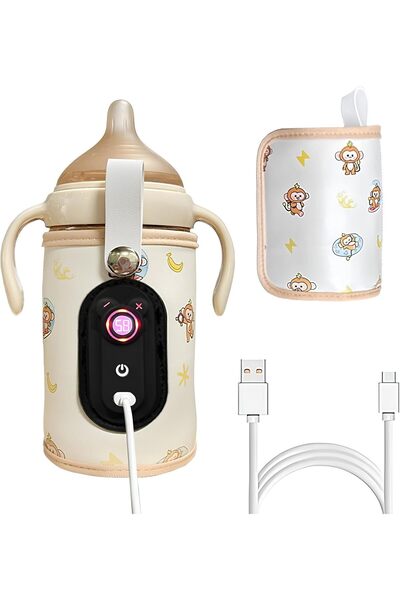 SICHER جهاز تسخين زجاجات الأطفال المحمول أثناء التنقل، 26 درجة حرارة قابلة لل...