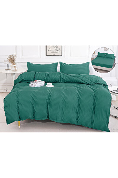 trendyhome Lenjerie de Pat Dublu, Damasc Finet, 4 Piese, UNI, Verde, PT14059-...