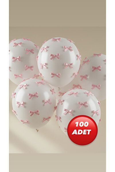 SERENA BD Pembe kurdele fiyonk saten 100 adet yılbaşı doğum günü bebek balon ...