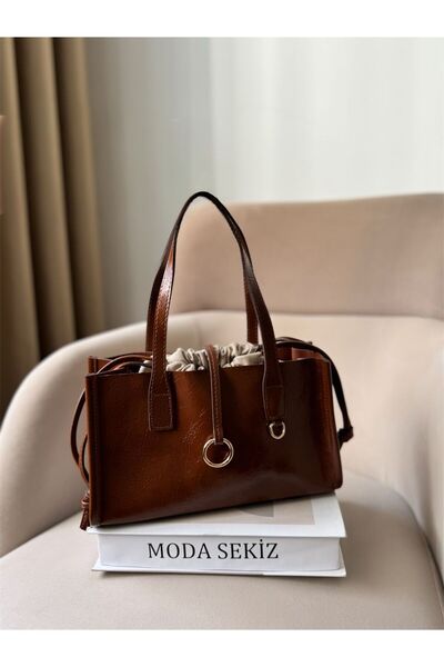 Moda Sekiz Women's Patent Leather Drawstring Shoulder Bag