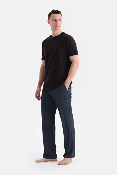 Dagi Navy Blue Cotton Modal Double Knitted Trousers