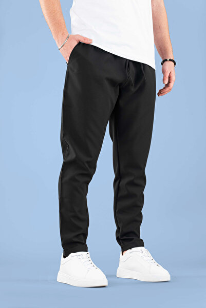 bombe Men's Jogger Pants Elastic Waist Drawstring Cotton Comfortable Boyfriend Pants Navy Blue