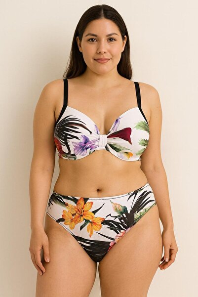RAPAPA Γυναικείο σετ μπικίνι με λουλουδάτο σχέδιο χωρίς επένδυση – Ψηλόμεσο κάτω μέρος 2411