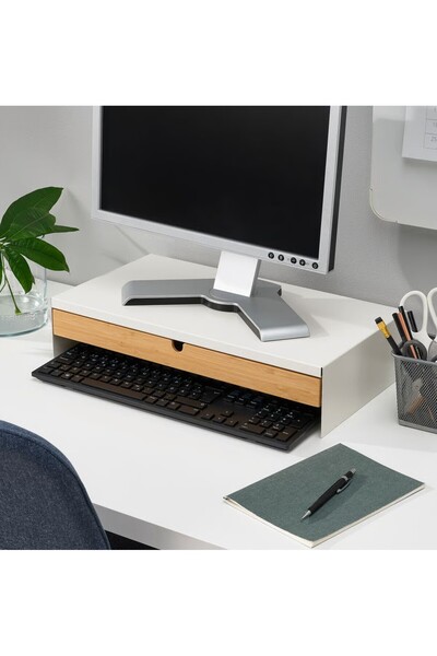 EliteEco IKEA ELLOVEN monitor booster, Office Desk with Under-Desk Storage white, 47x26x10 cm