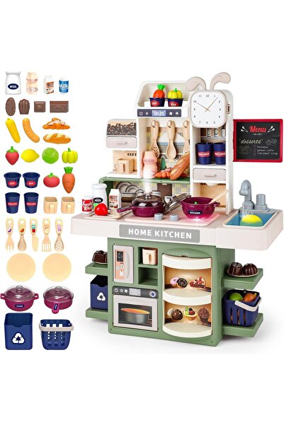 deAO Children's Kitchen Play Set with Light, Steam & Accessories