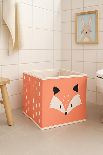 HomyJRs Fox Printed Tile Color Box Without Lid 30X30X30 cm