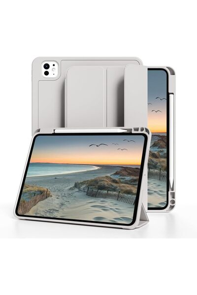 OSIRION Case for iPad Pro 13 inch (2024) with Pencil Holder & Trifold Stand, Grey