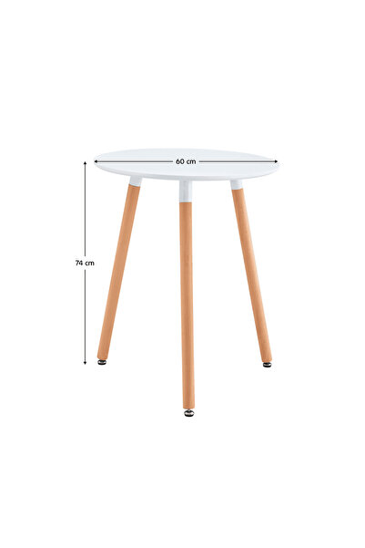 DacEnergy Dining table, white/beech, diameter 60 cm, ELCAN NEW TYP 1