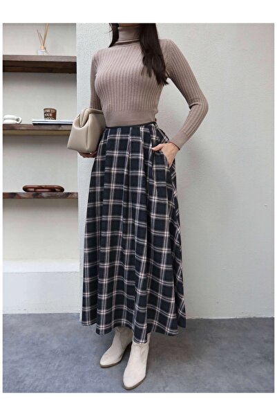 ESRAHELVACI Plaid Pattern Pocket Detail Flared Skirt