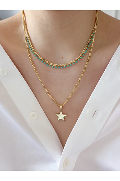 CHARMLUCKY Special Series 2-Piece Star-Turquoise Necklace