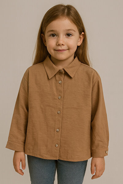 NK Kids Yumuşak Dokulu Camel Renk Kız Çocuk Gömlek