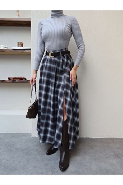 ESRAHELVACI Flared Skirt with Belted Slit Detail