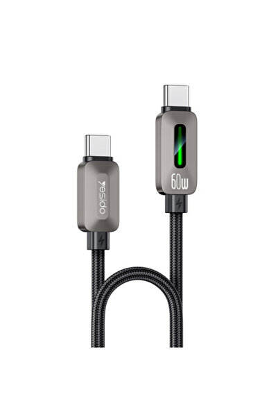 Yesido CA181 1.2M PD 60W Fast Charging Type-C to Type-C Braided Data Cable with Power LED