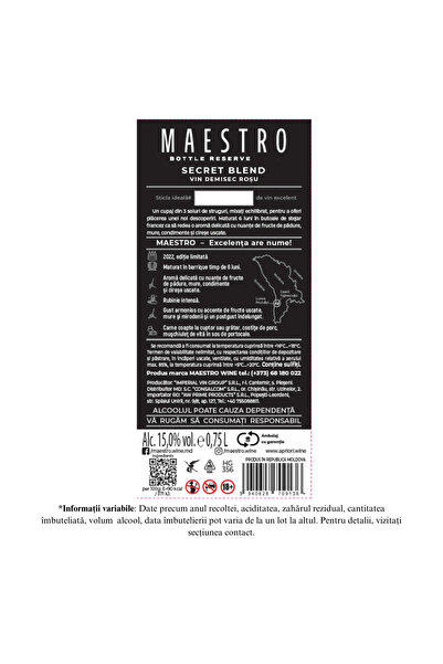 Apriori Set Maestro Secret Blend Vin Rosu + 1 Pahar + Gift Box