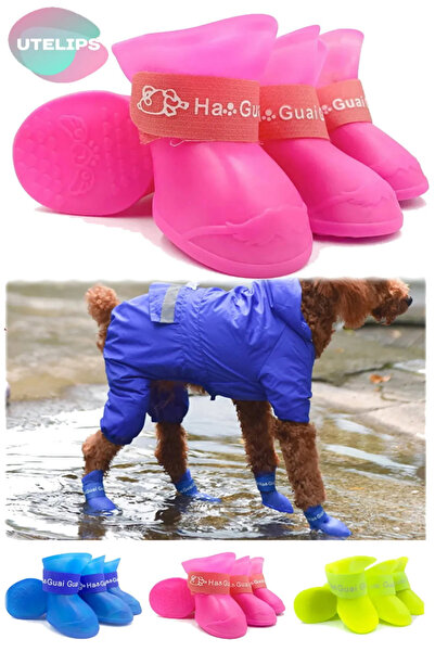 Genel Markalar Orta Boy Silikon Su Geçirmez Kedi Köpek Ayakkabısı Cırt Cırtlı...
