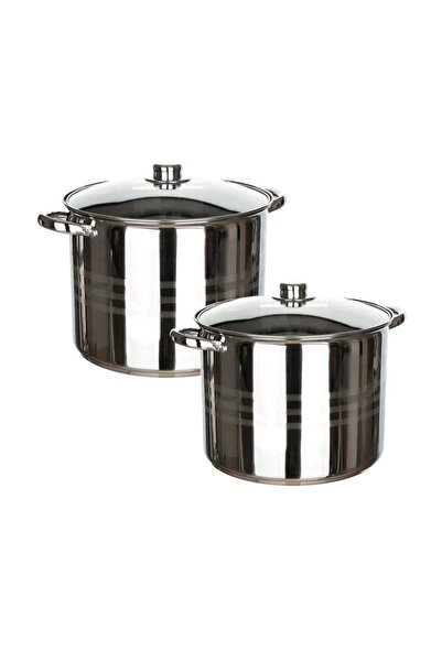 dealshopromania Set of 2 Stainless Steel Pots with Lids 5 and 7 Liters Multil...