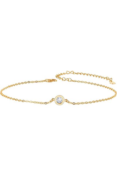 OSIRION S925 Sterling Silver Anklet, AAA Cubic Zirconia, Gold