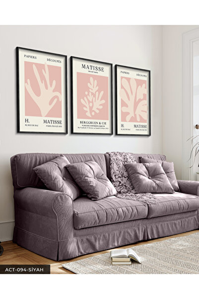 Evinemoda Matisse Berggruen & Cie 3-dijelna crna slika u drvenom okviru