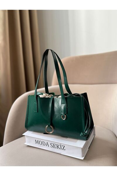 Moda Sekiz Women's Patent Leather Drawstring Shoulder Bag