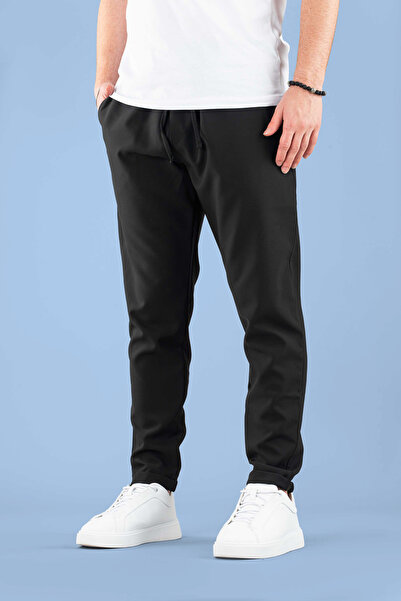 bombe Men's Jogger Pants Elastic Waist Drawstring Cotton Comfortable Boyfriend Pants Navy Blue