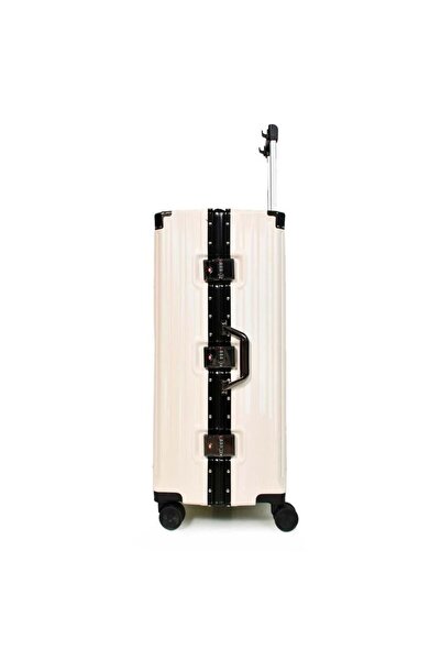 MORANO Durable 3-piece aluminum travel bag set, stylish design in beige