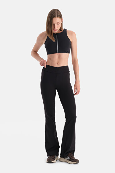 Dagi Black Women's Flared Leg Fleece-Lined Leggings