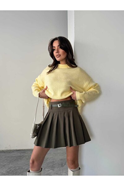 mydukkan.co تنورة قصيرة بطيات بحزام