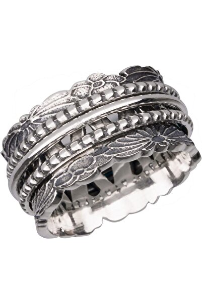 OSIRION Energy Stone 925 Sterling Silver Chrysanthemum Spinner Fidget Ring